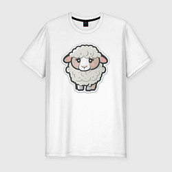 Мужская slim-футболка Грустная милая овечка