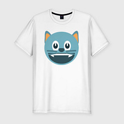 Мужская slim-футболка Голубой котик в восторге