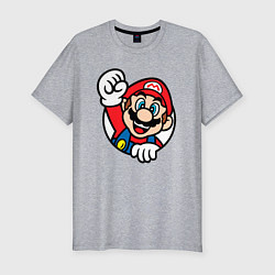 Футболка slim-fit Марио значок классический, цвет: меланж