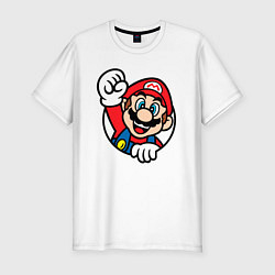 Мужская slim-футболка Марио значок классический