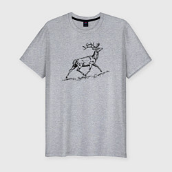 Мужская slim-футболка Олень бежит на гору