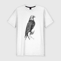 Мужская slim-футболка Орёл на бревне