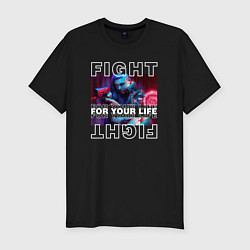 Мужская slim-футболка Cyberpunk 2077: Fight for your life