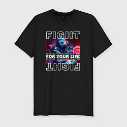 Футболка slim-fit Cyberpunk 2077: Fight for your life, цвет: черный