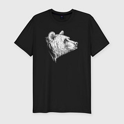 Футболка slim-fit Голова улыбающегося медведя, цвет: черный