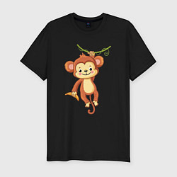 Футболка slim-fit Мартышка на лиане, цвет: черный