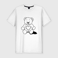 Футболка slim-fit Влюбленный мишка с сердцем, цвет: белый