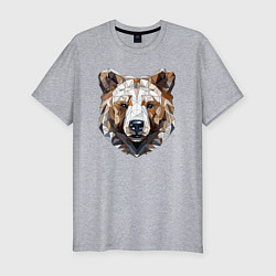 Мужская slim-футболка Медведь полигональный