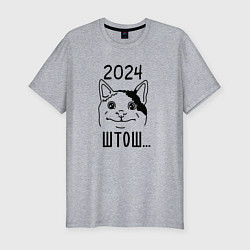 Мужская slim-футболка 2024 - мемный кот