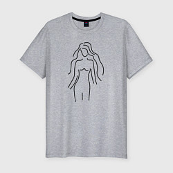 Мужская slim-футболка Нежный женский лайн-арт силуэт