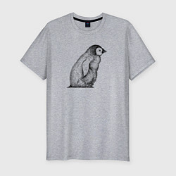 Мужская slim-футболка Пингвинёнок сбоку