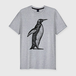 Мужская slim-футболка Пингвин сбоку
