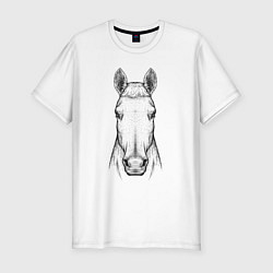 Мужская slim-футболка Голова лошади анфас