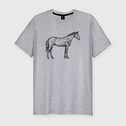 Мужская slim-футболка Лошадь стоит в профиль