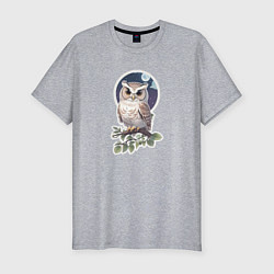 Мужская slim-футболка Мудрая лесная сова