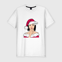 Мужская slim-футболка Новогодняя девушка