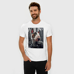 Футболка slim-fit Dude bull terrier in New York - ai art, цвет: белый — фото 2