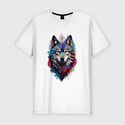 Мужская slim-футболка Волк в стиле Граффити
