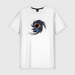 Мужская slim-футболка Черная дыра с планетами и звездами