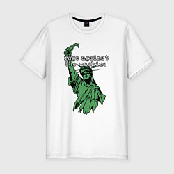 Мужская slim-футболка Rage Against - statue of liberty