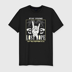 Мужская slim-футболка Stay young lost hope