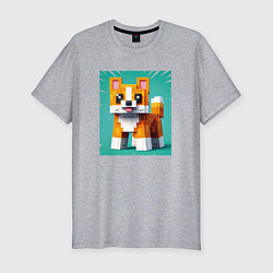 Мужская slim-футболка Собака в кубическом мире