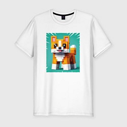 Мужская slim-футболка Собака в кубическом мире