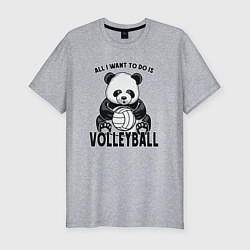 Мужская slim-футболка Panda volleyball