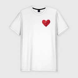Мужская slim-футболка Бумажное разорванное сердце скрёпленное булавками