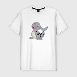 Мужская slim-футболка Морской котик улыбака