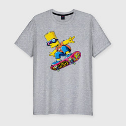 Мужская slim-футболка Bart Simpson on a skateboard - extreme