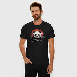 Футболка slim-fit Панда с красным солнцем, цвет: черный — фото 2