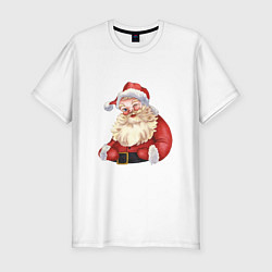 Мужская slim-футболка Дед мороз с улыбкой