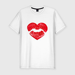 Мужская slim-футболка Сердечный поцелуй