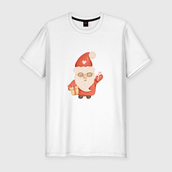 Мужская slim-футболка Дед Мороз с подарком на Новый год