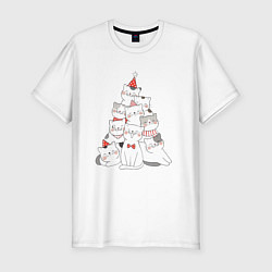 Мужская slim-футболка Новогодняя ёлка из милых котят