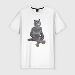 Мужская slim-футболка Кот йог