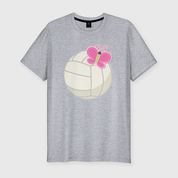 Мужская slim-футболка Волейбол и бабочка