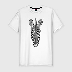 Мужская slim-футболка Голова зебры анфас