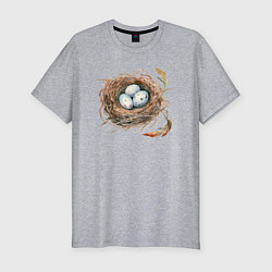 Мужская slim-футболка Гнездо с яйцами