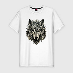 Мужская slim-футболка Племенной волк