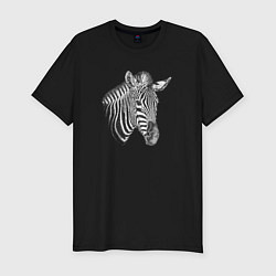 Мужская slim-футболка Гравюра голова зебры