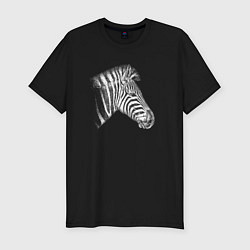 Мужская slim-футболка Гравюра голова зебры в профиль