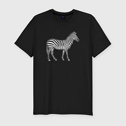 Мужская slim-футболка Гравюра зебра в профиль