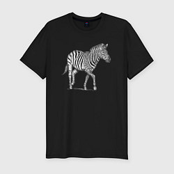 Мужская slim-футболка Гравюра зебра скачет