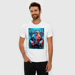 Футболка slim-fit Медведь на кибер троне - нейросеть, цвет: белый — фото 2