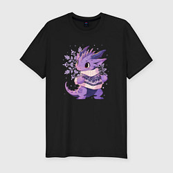 Мужская slim-футболка Фиолетовый дракон в свитере