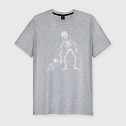 Мужская slim-футболка Котик и скелет