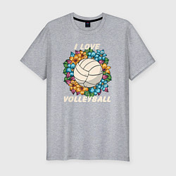 Футболка slim-fit I love volleyball, цвет: меланж