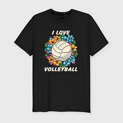 Мужская slim-футболка I love volleyball